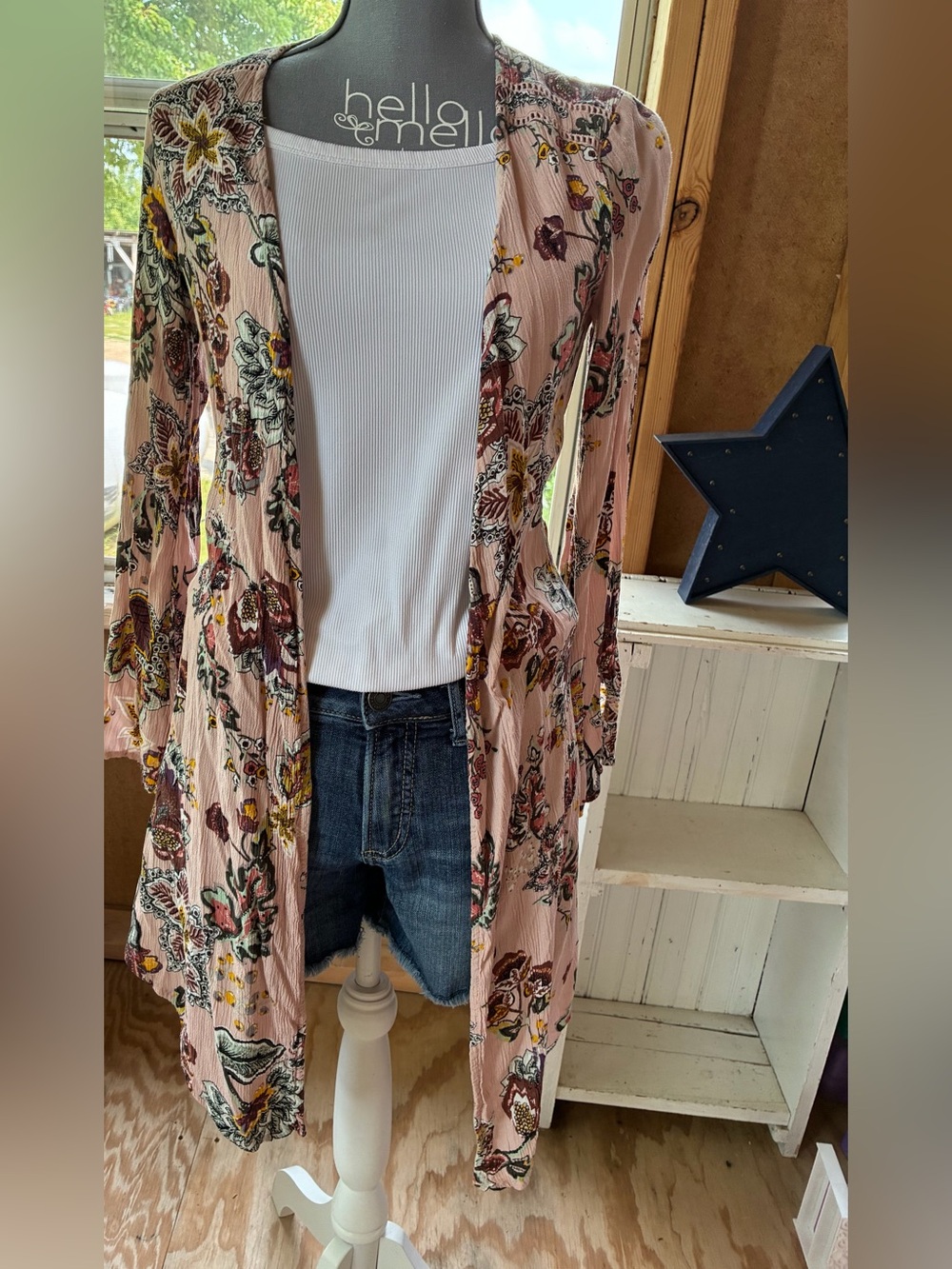 Knox Rose Light Pink Floral Women's Duster Top